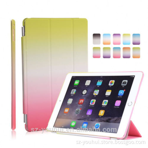 High Quality Rainbow Color Smart Leather Wallet Case For Ipad Air 1 2 6
